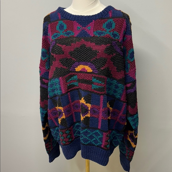 Vintage Northern Isles Hand-Knit Sweater Ramie Cotton Made in Hong Kong 90s XXL